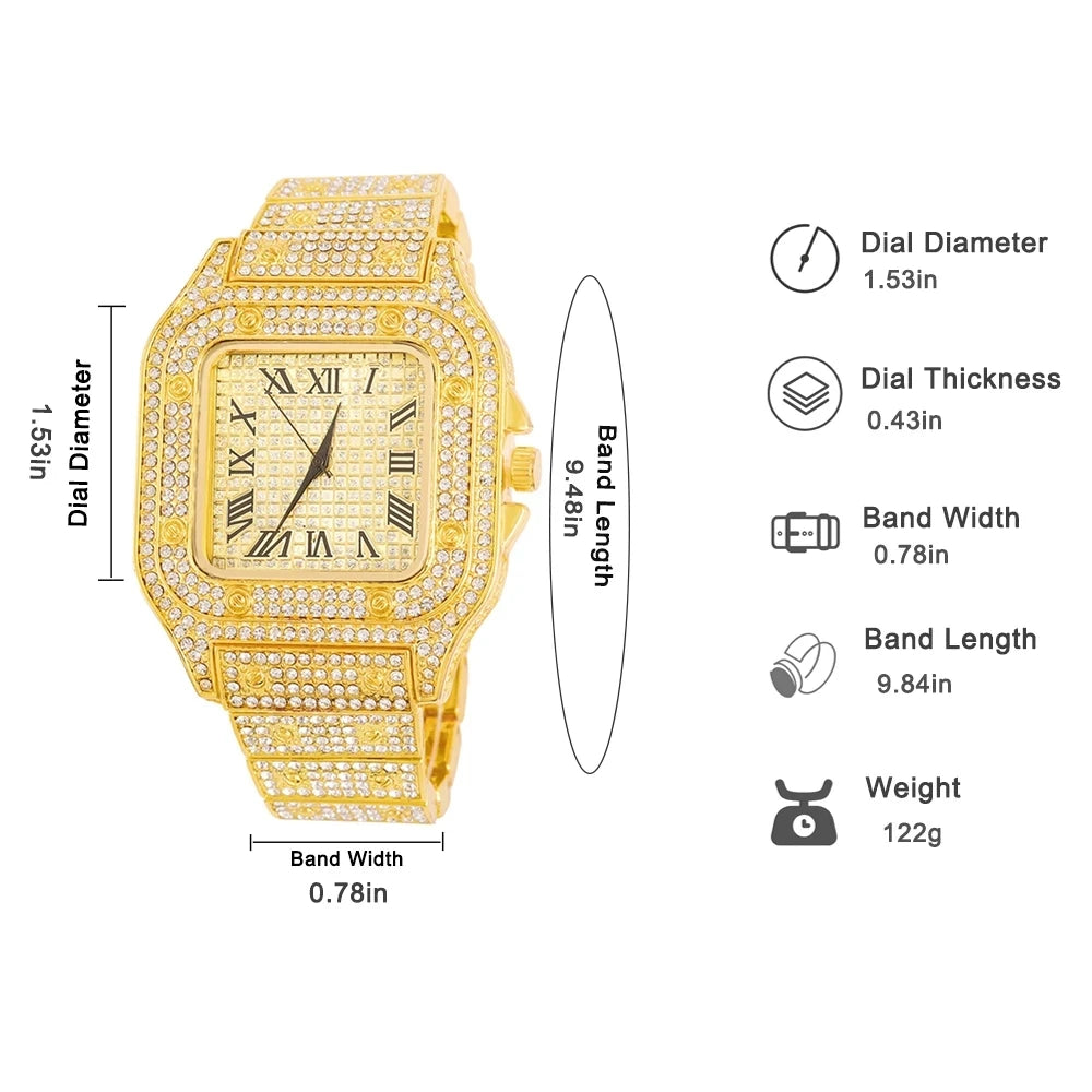 Gold Color Cuban Chain Watch for Men - Image 3