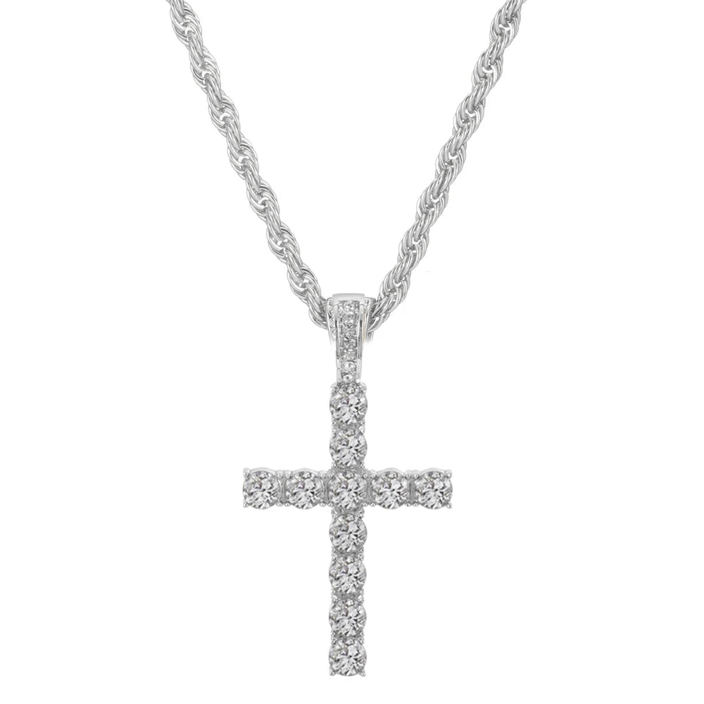 Iced-Out Cross Pendant Necklace - Image 9