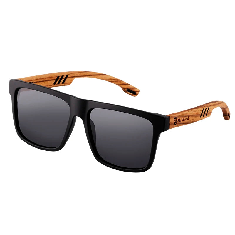 HU WOOD Polarized Square Sunglasses – High-Quality UV400 Eyewear for Men’s Driving & Sports - Image 8