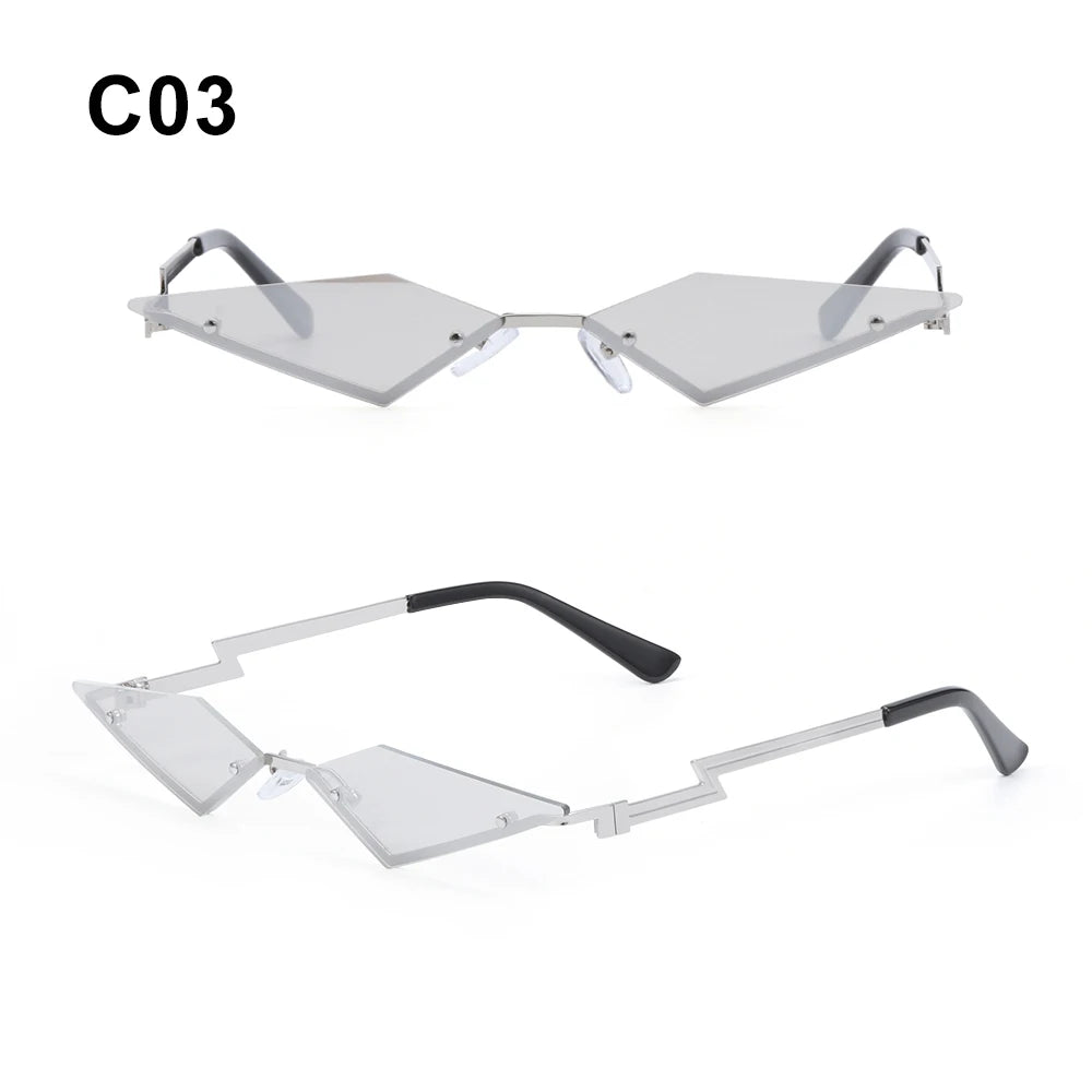 Diamond-Shaped Rimless Sunglasses – Unisex Vintage Streetwear UV400 Eyewear - Image 16