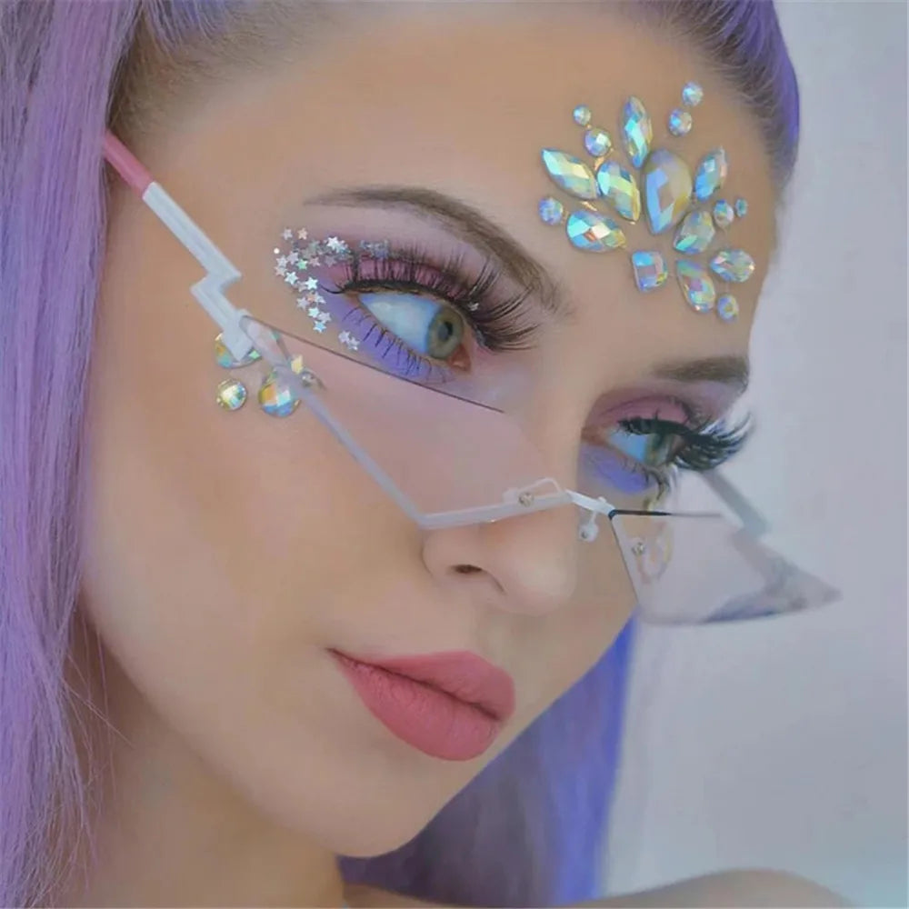 Diamond-Shaped Rimless Sunglasses – Unisex Vintage Streetwear UV400 Eyewear - Image 4