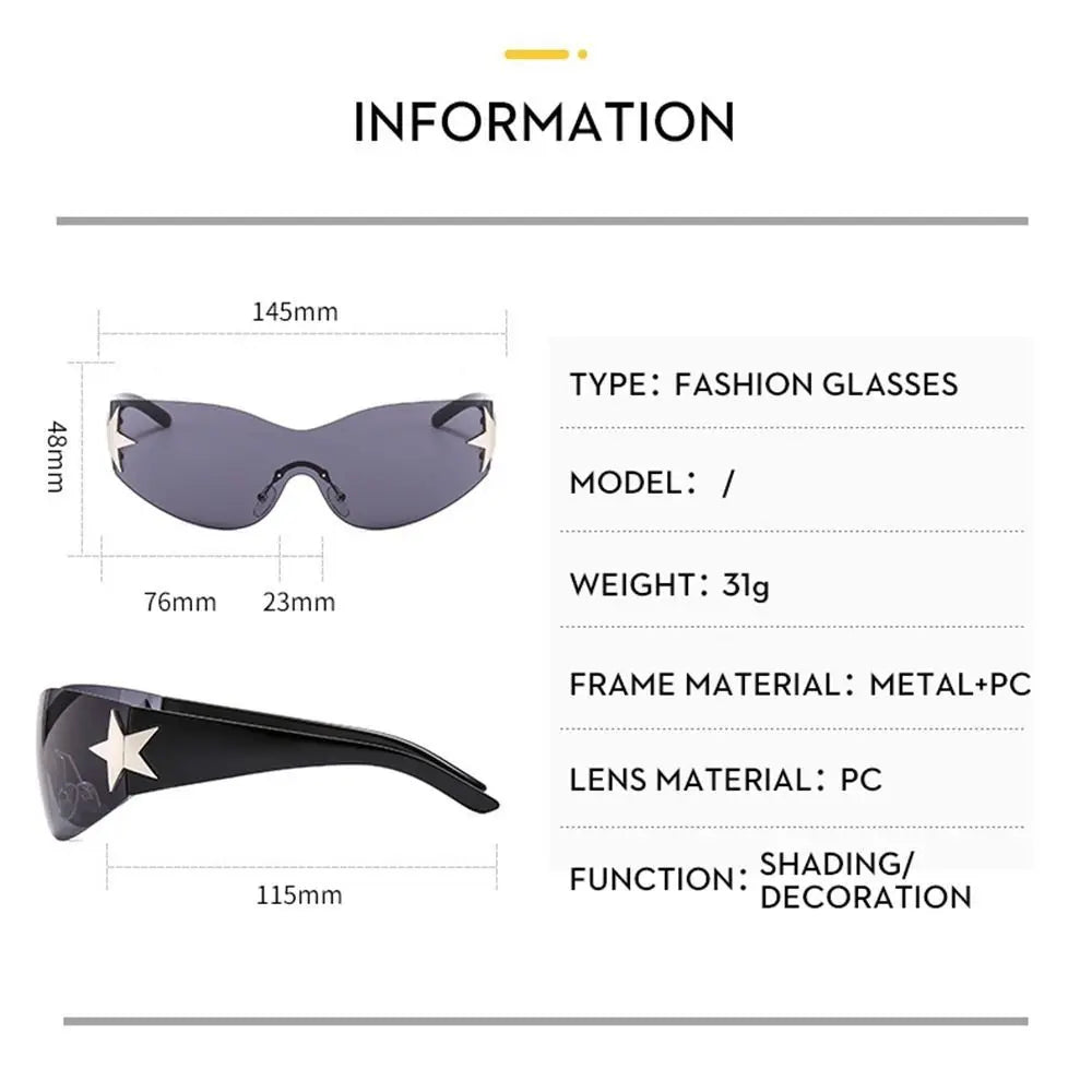 2025 Fashion Punk Y2K Sunglasses for Women Men Trendy Wrap Around Sun Glasses Shades Star Decoration Eyewear UV400 Goggles - Image 6