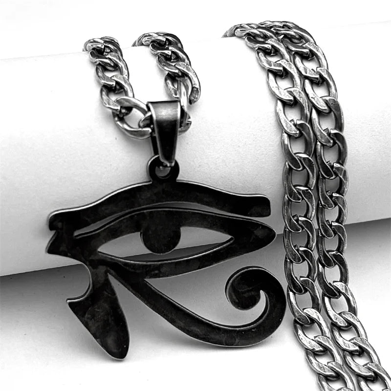 Eye of Ra / Horus Pendant Necklace – Stainless Steel Egyptian Amulet for Men - Image 4
