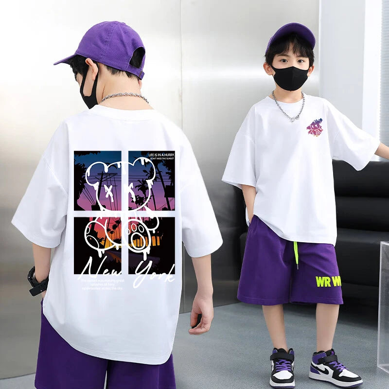 Korean Children's Clothes 2025 Summer Tops Art New York City Graphic T Shirts Cotton Baby Boys Short Sleeves Shirt Kids Clothes - Image 9