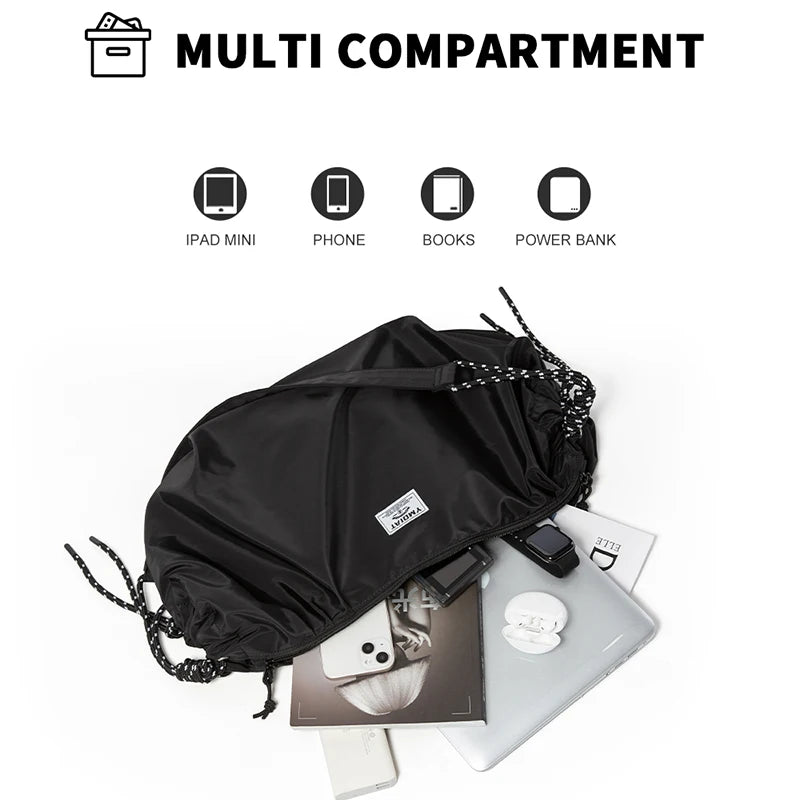 Men's Waterproof Designer Crossbody Bag – Large Travel Drawstring & Zipper School Bag - Image 3