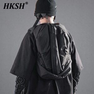 HKSH Men Dark Heavy Lightweight Leisure Future High Sense Adjustable Sport Backpack Outdoor Cycling Running Punk Techwear HK4671