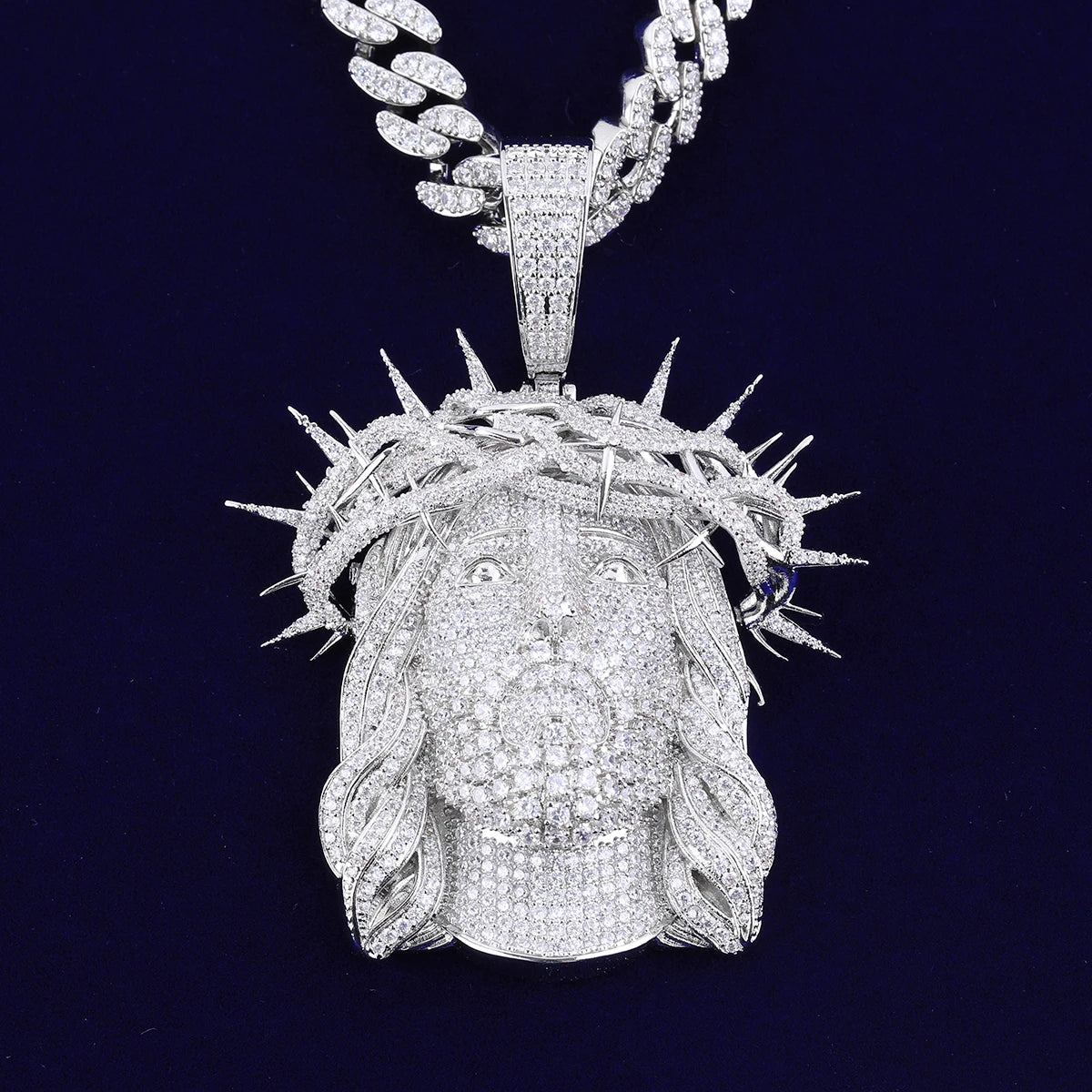 Bubble Letter Iced Out “Ratten Jesus” Pendant – Prong-Set Cubic Zirconia Hip Hop Necklace for Men - Image 4