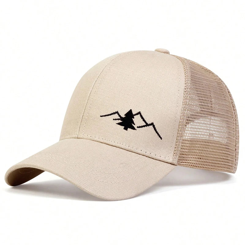 Mountain Embroidered Mesh Baseball Cap – Unisex Summer Snapback Hat for Sports & Streetwear - Image 3
