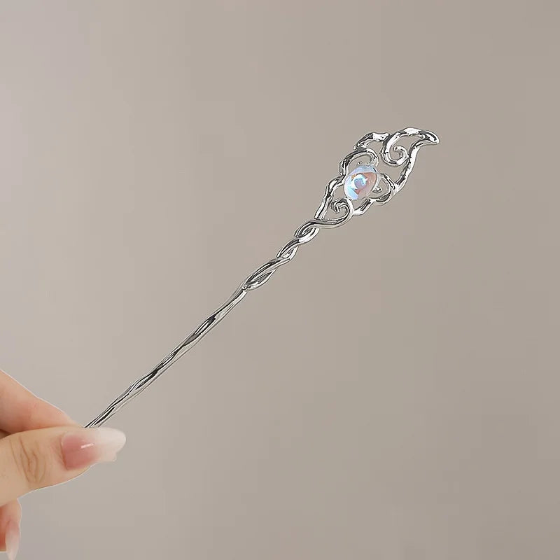 Light Luxury Glitter Hairpin – Elegant Geometric Moonstone Hair Stick for Women - Image 14