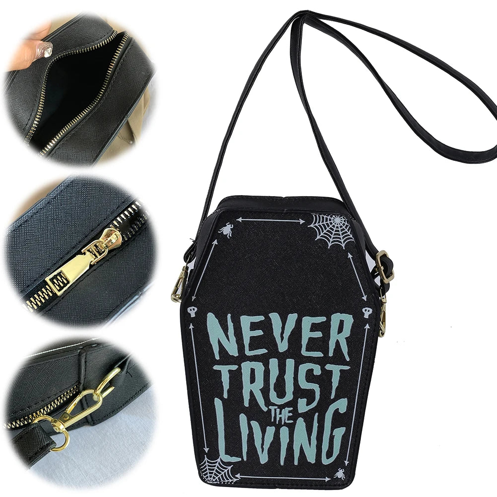 Gothic Coffin-Shaped Crossbody Bag – PU Leather Shoulder Purse for Women & Halloween Cosplay - Image 2