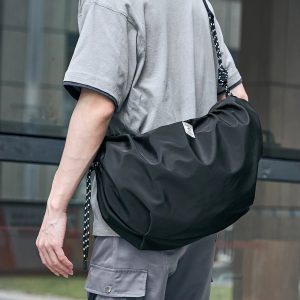 Men's Waterproof Designer Crossbody Bag – Large Travel Drawstring & Zipper School Bag