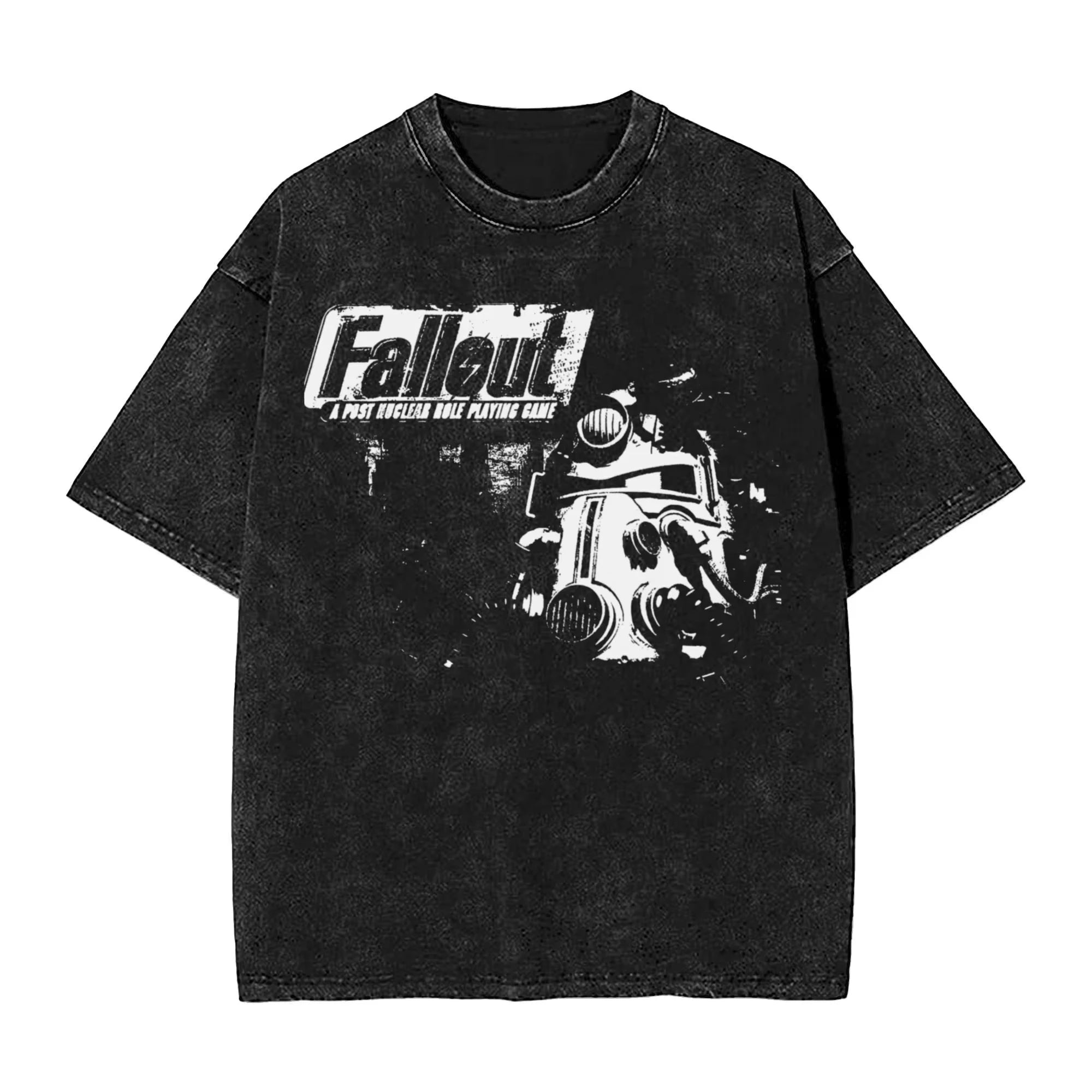 "Join The Vaults" Washed T-Shirt – Fallout Tec-Inspired Oversized Hip Hop Streetwear Tee for Men