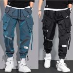 Thin Streetwear Ribbon Harem Cargo Pants – Slim Fit Joggers for Men & Women