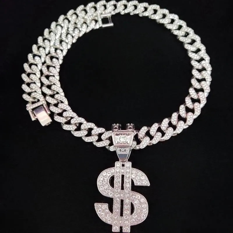 Men & Women Hip Hop Dollar Pendant Necklace - Image 3