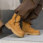 Men’s Punk Hip Hop High Chelsea Boots – Cow Suede Leather Platform Cowboy Motorcycle Boots