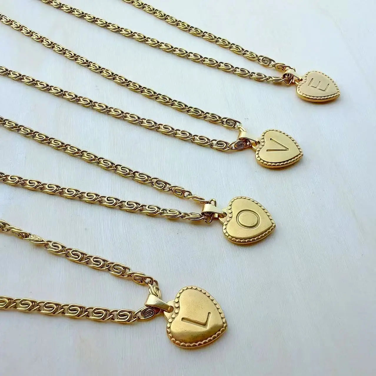 316L Stainless Steel Initial Necklace – Letter Heart Pendant Chain for Women - Image 3