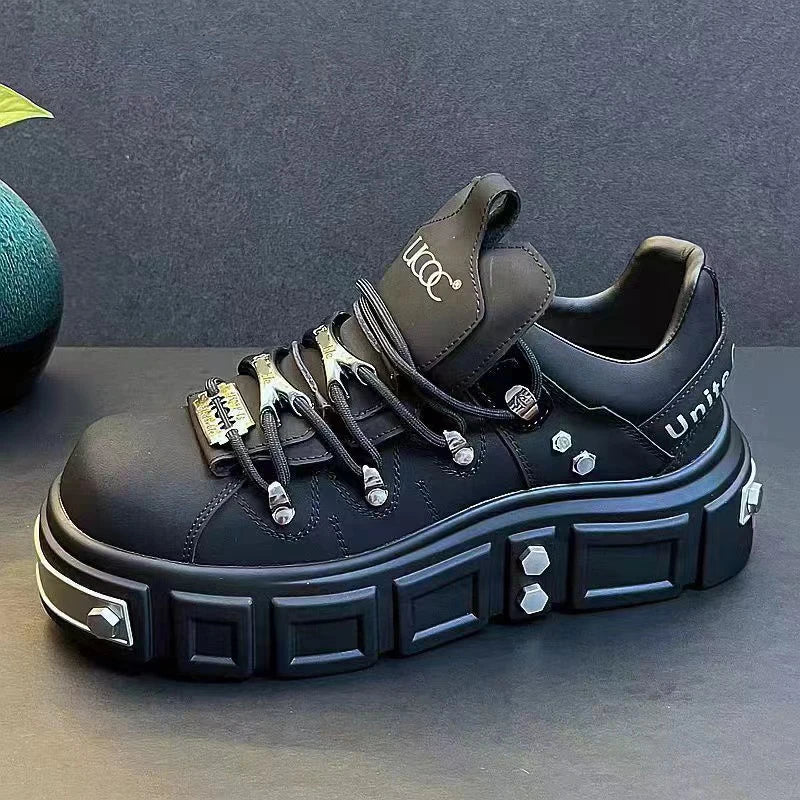 Men’s Fashion Leather Boots – Metal Rivet Decor Punk Motorcycle Hip-Hop Dance Boots - Image 17