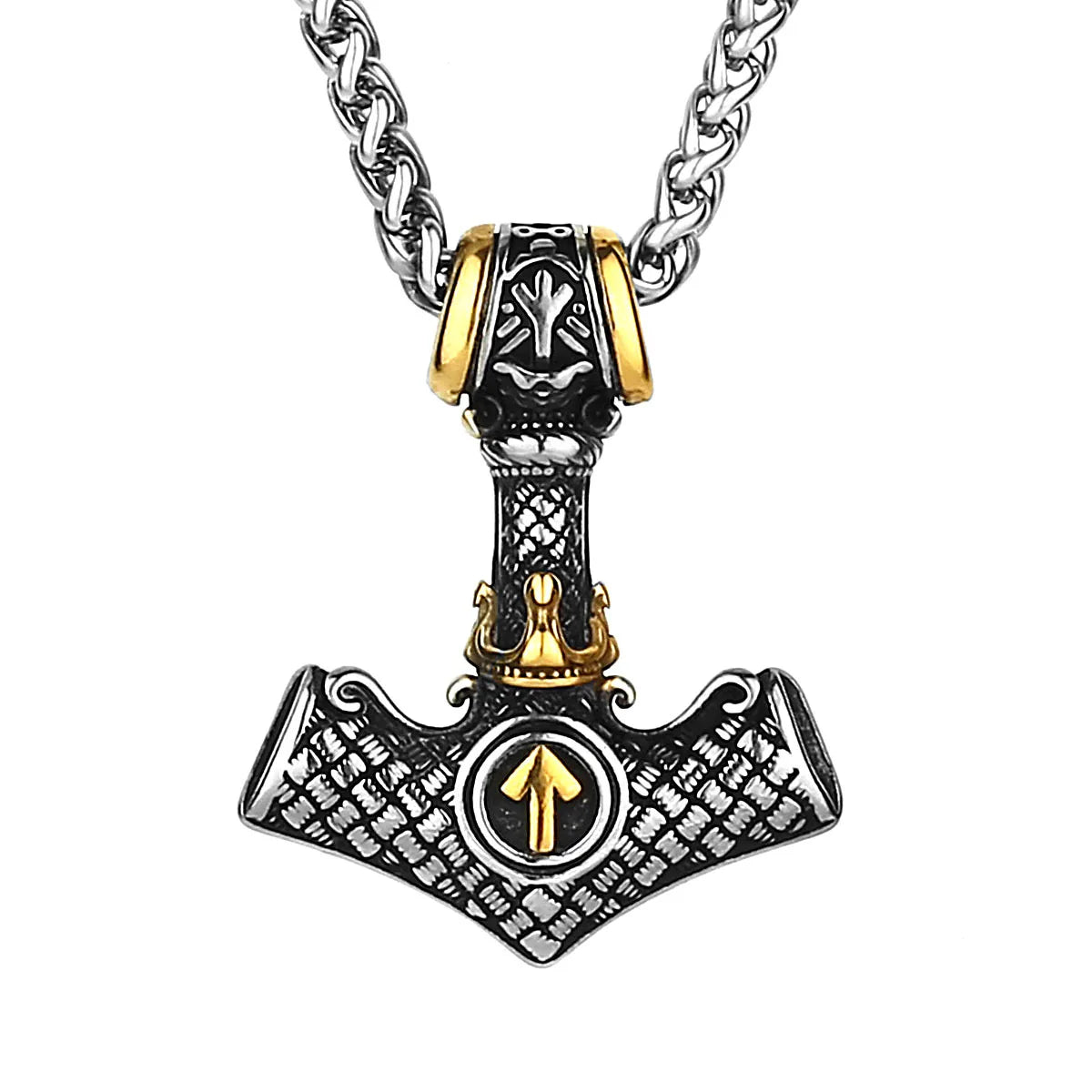 HNSP Viking Rune Pendant Necklace – 316L Stainless Steel Thor’s Hammer Norse Mythology Jewelry for Men - Image 5