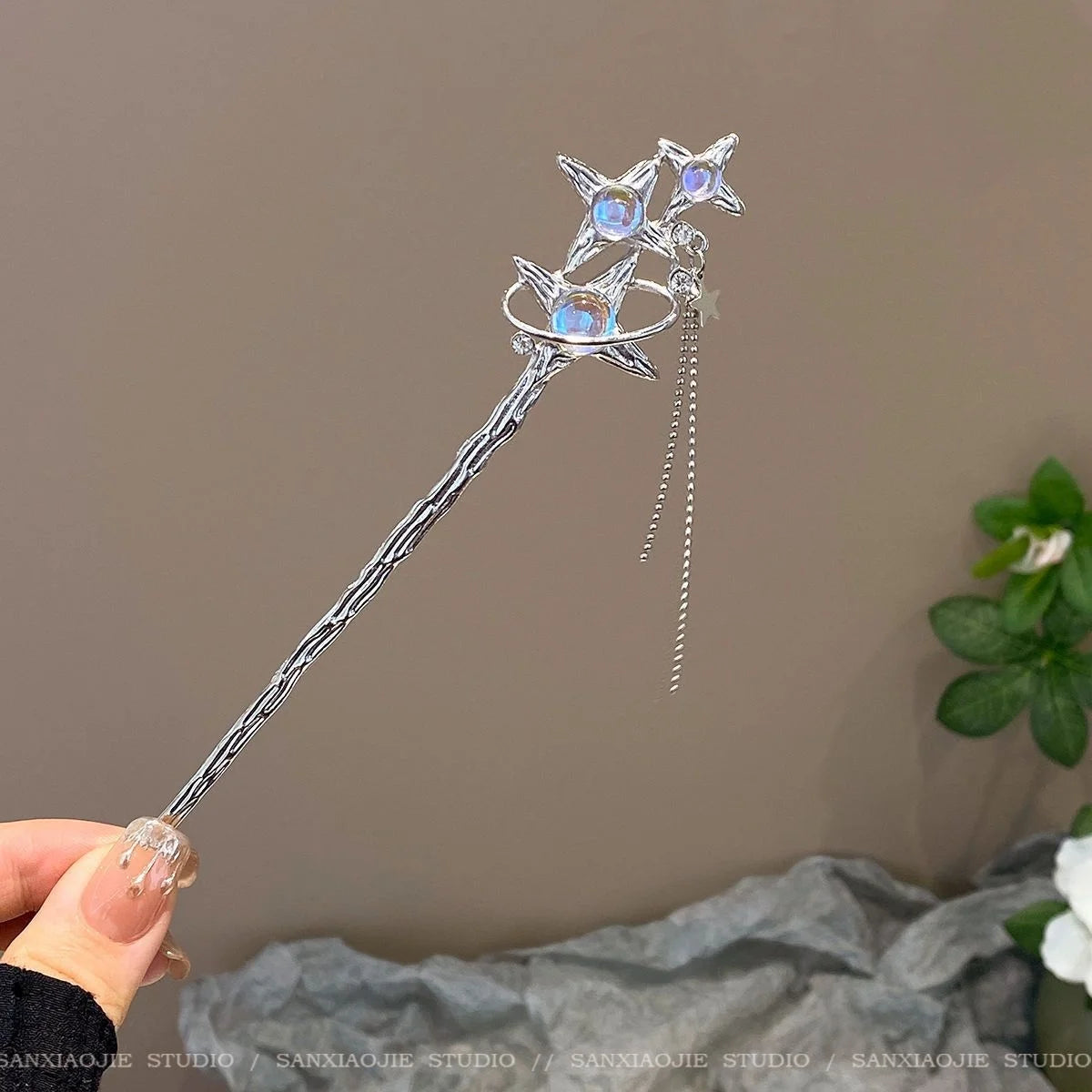 Light Luxury Glitter Hairpin – Elegant Geometric Moonstone Hair Stick for Women - Image 13