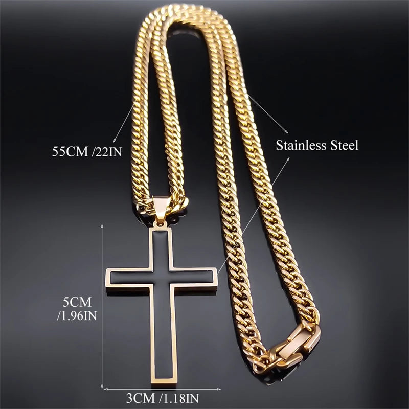 Punk Hip Hop Black Cross Pendant Necklace – Unisex Stainless Steel Jesus Chain Jewelry - Image 5