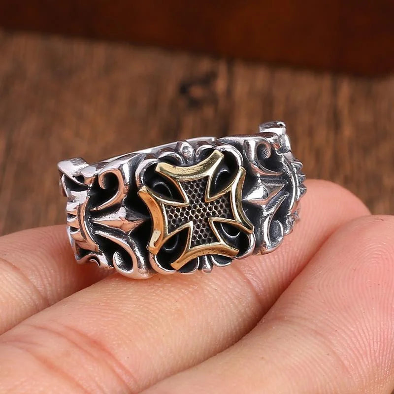 Punk Style Adjustable Cross Ring – Retro Gothic Anti-Silver Fashion Jewelry for Men - Image 3