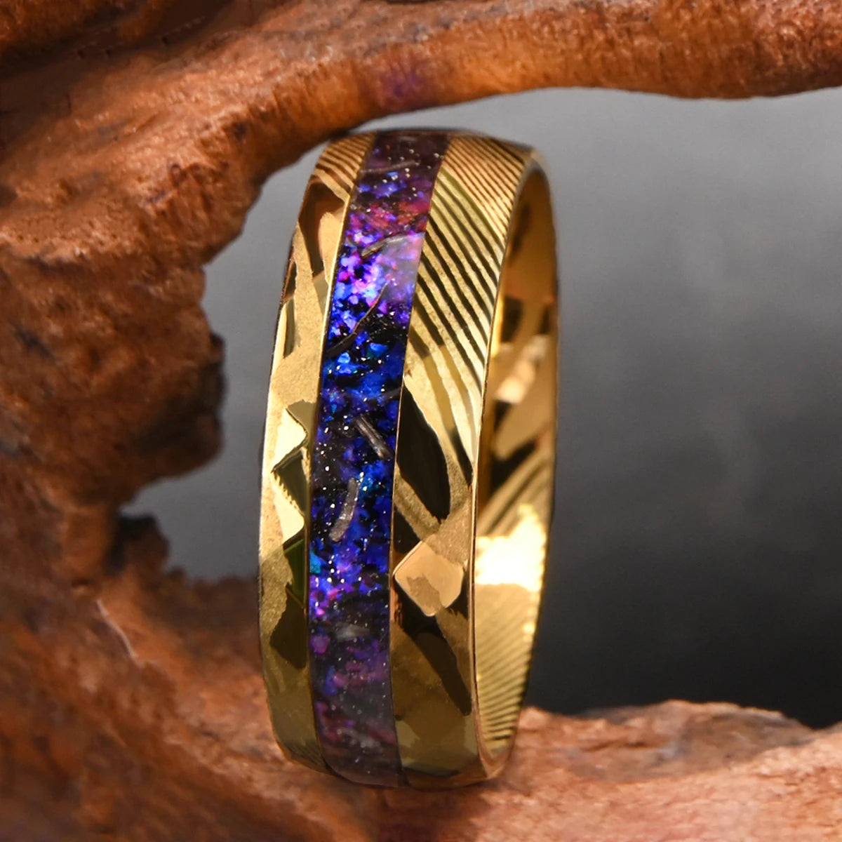 8mm Star Pattern Damascus Steel Ring – Men’s Wedding Band & High-Quality Jewelry Accessory - Image 4