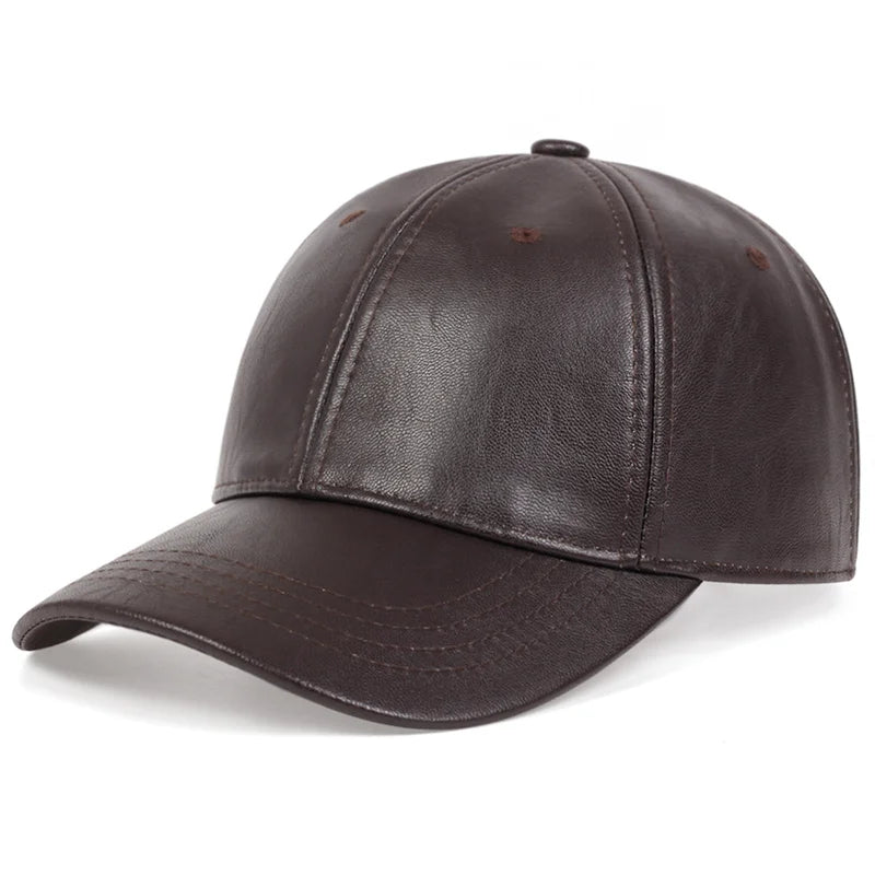 Solid PU Leather Baseball Cap – Unisex Adjustable Hip Hop Snapback Hat for Men & Women - Image 4