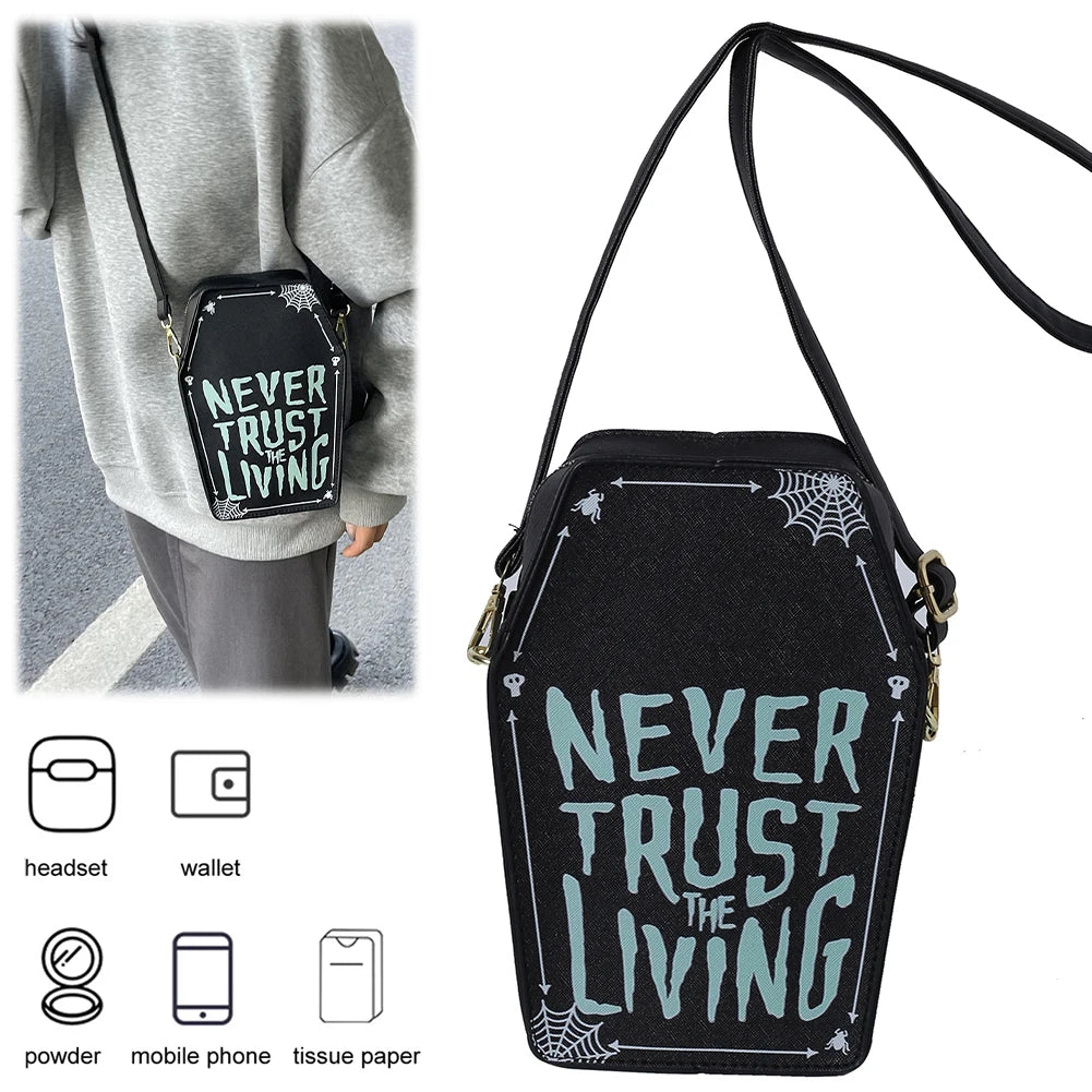 Gothic Coffin-Shaped Crossbody Bag – PU Leather Shoulder Purse for Women & Halloween Cosplay - Image 3