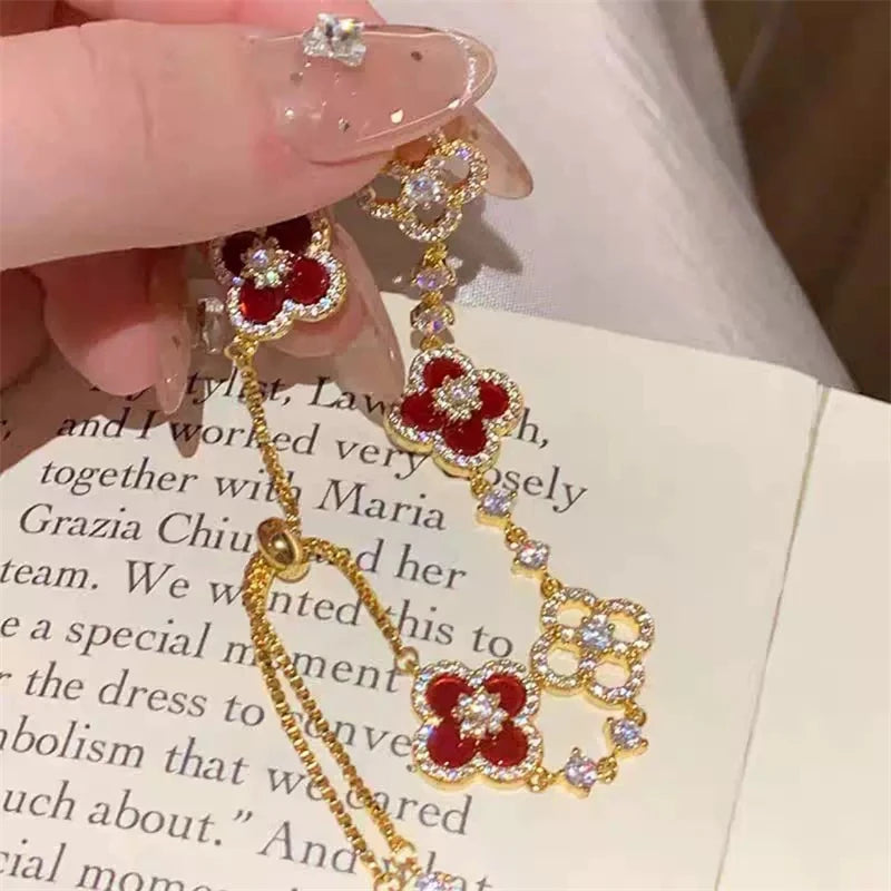 Classic Natural Shell & Crystal Flower Bracelet - Image 3