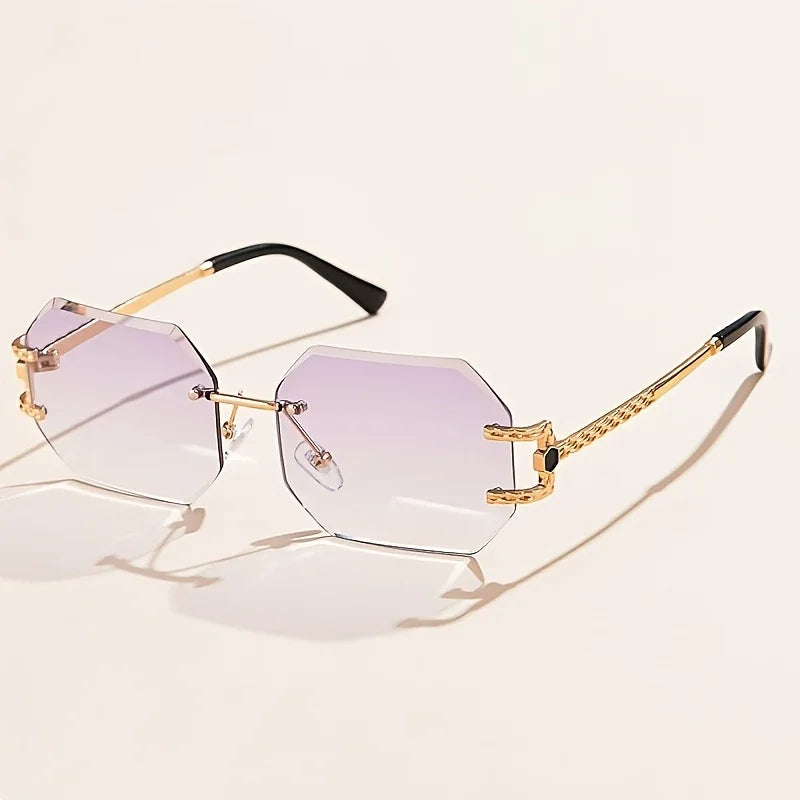 Hip Hop Rimless Geometric Sunglasses – Unisex Street Style Eyewear with Clear Lenses - Image 5