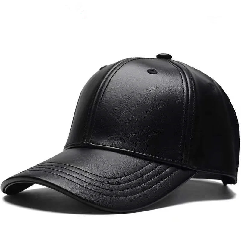 Solid PU Leather Baseball Cap – Unisex Adjustable Hip Hop Snapback Hat for Men & Women - Image 6