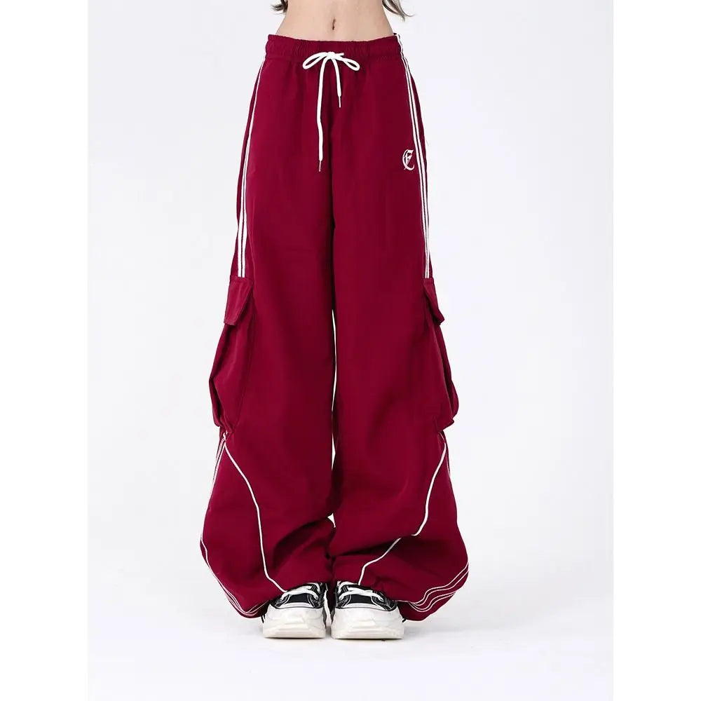 Vintage Hip Hop Cargo Pants – Unisex Wide-Legged Drawstring Street Dance Pants - Image 7