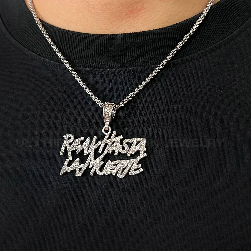 Hip Hop Street Style Real Hasta La Muerte Bling Pendant Necklace - Image 10