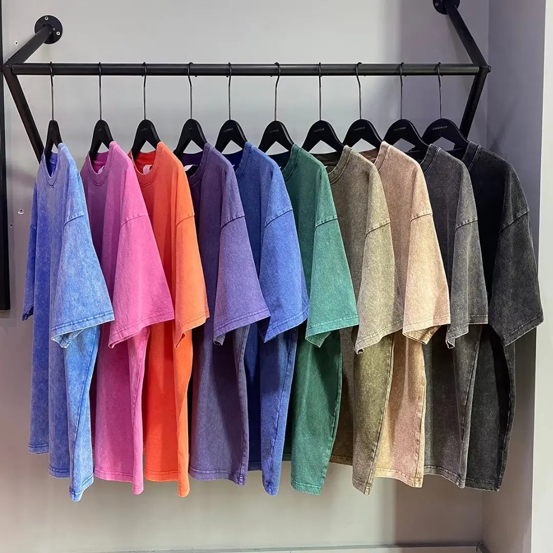 Retro Heavyweight Solid Color Short Sleeve T-Shirt - Image 2