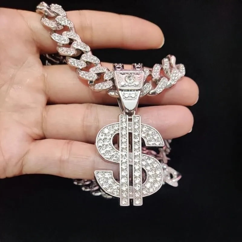 Men & Women Hip Hop Dollar Pendant Necklace - Image 2