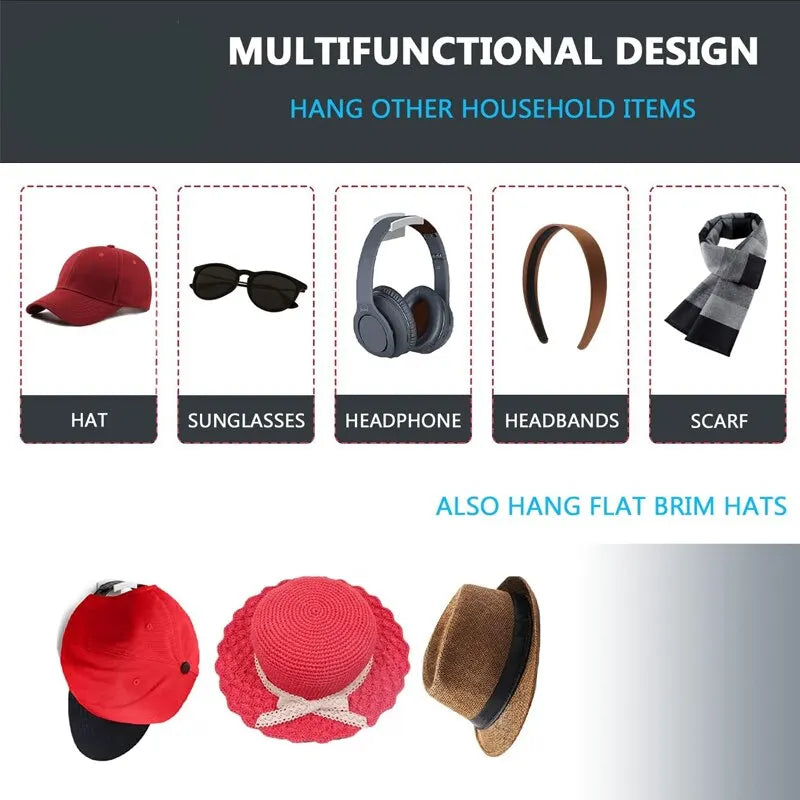 Minimalist Hat Hook Set – 5/10pcs Traceless Wall Hooks for Baseball Caps, Headphones & Accessories - Image 5