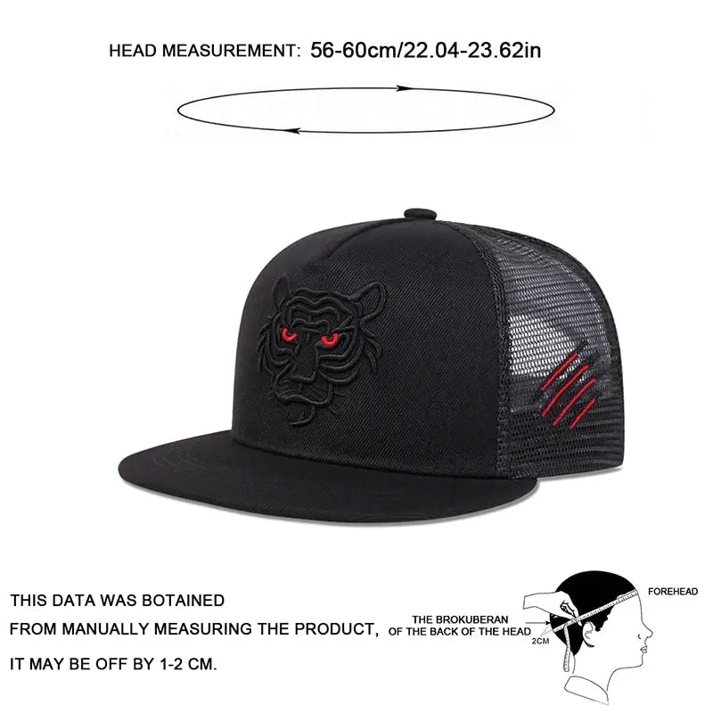 Tiger Embroidery Mesh Baseball Cap – Unisex Hip-Hop Snapback Hat for Spring & Summer - Image 2