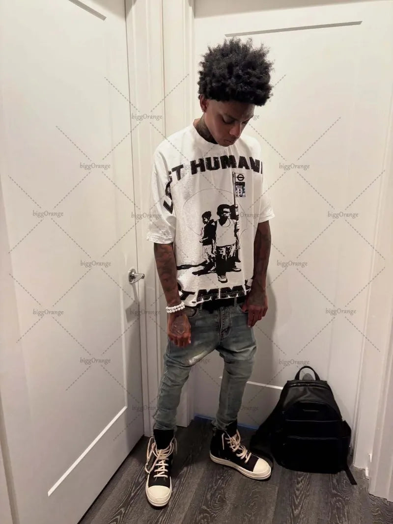 Gothic Harajuku Letter Print T-Shirt – Oversized Hip-Hop Streetwear Tee for Men - Image 3