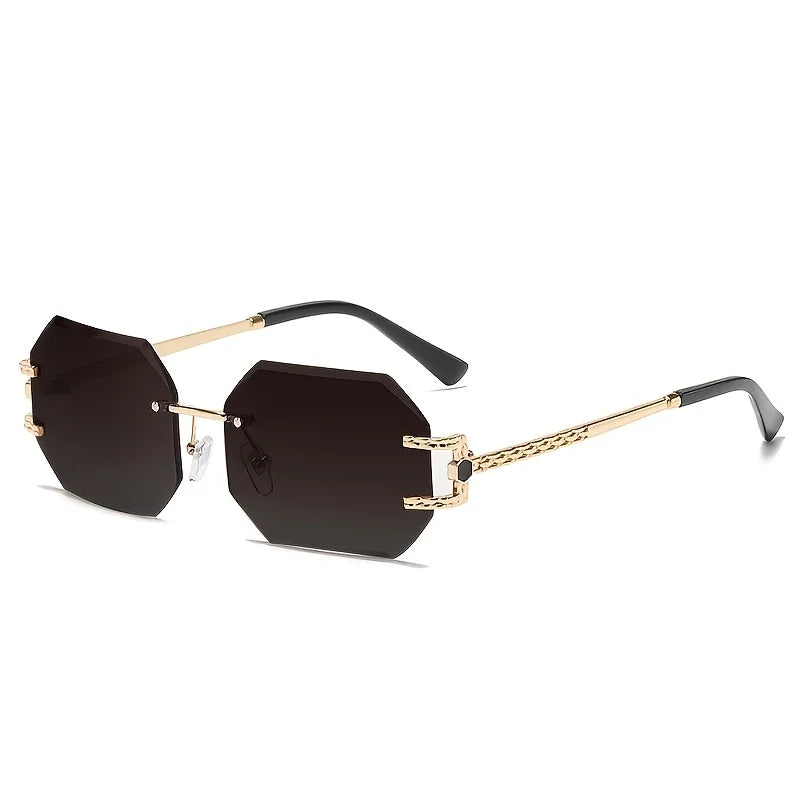 Hip Hop Rimless Geometric Sunglasses – Unisex Street Style Eyewear with Clear Lenses - Image 6